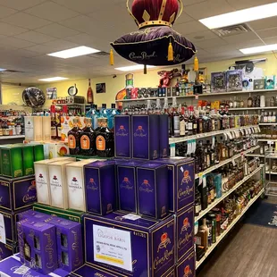  shelves of wine and spirits