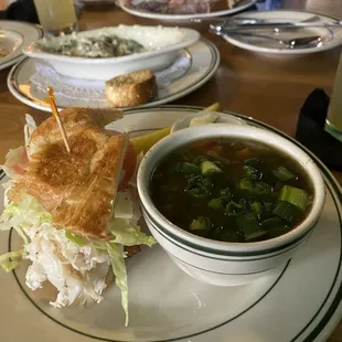 1/2 soup and sandwich. Lentil soup and west coast sandwich