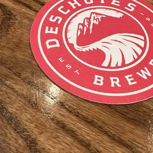 a sticker on a table