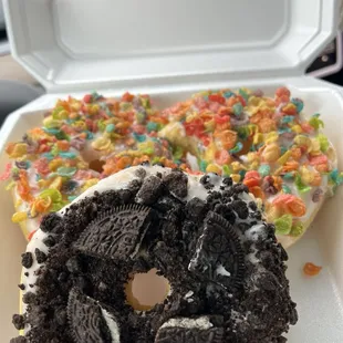 Oreo donut Fruity pebble donut