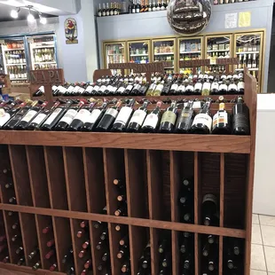 a display of bottles of wine
