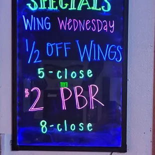 Wing Wednesday  1/2 price wings!!