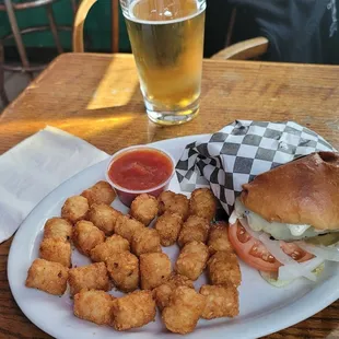 Burger and tots. Under $10.