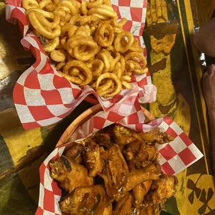 Double fried wings &amp; Curly fries.