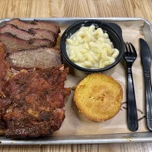 2 meat bbq plate - ribs and brisket