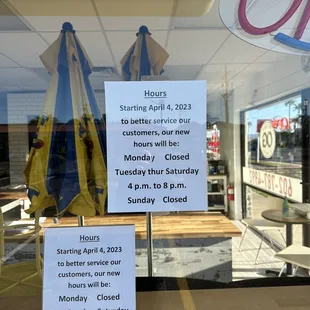 New hours as of 4/4/23