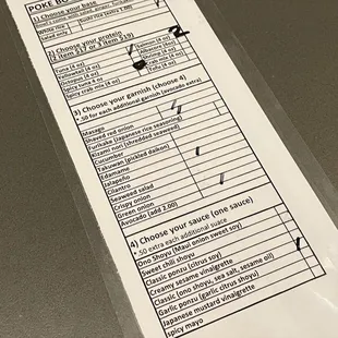 menu
