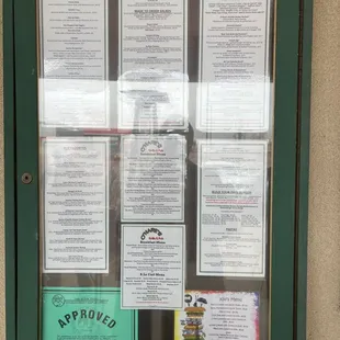 Menus posted outside