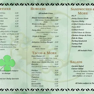 Our New Menu ... Come and enjoy some great food