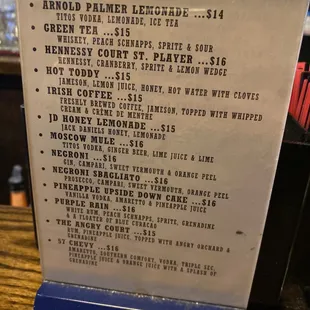 menu