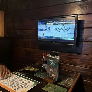4 top booth with TV