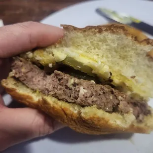 Burger cooked "medium".