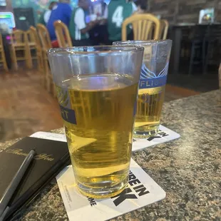 Cheering for the Orlando Magic over some beers with my babe