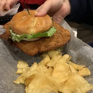 Breaded pork tenderloin sandwich nice size portion