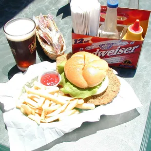 a sandwich and fries