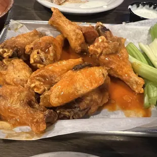 Wings are excellent.  Could be hotter... I think there&apos;s only one buffalo sauce and then you move up to &quot;suicide&quot;
