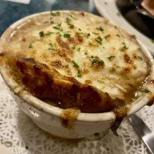 French onion soup. Perfect after sitting watching baseball practice