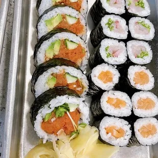 Spicy Tuna Roll, Tuna Nigiri, Salmon Nigiri