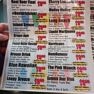 Back of the menu has drinks.