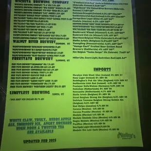 Huge beer list