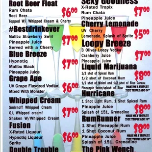 Specialty Drink Suggestion Menu