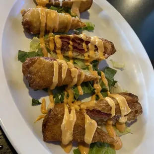 Corn beef egg rolls