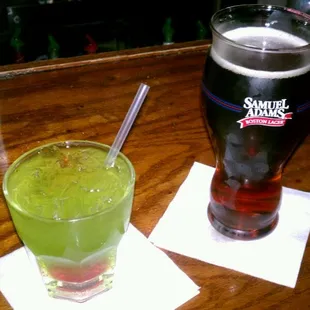 Midori sour &amp; Sam Adams