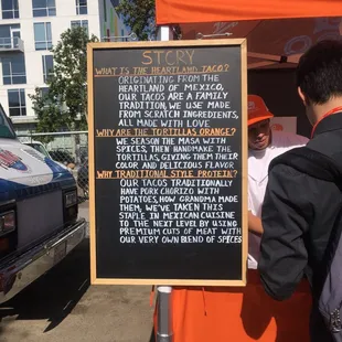 a menu for a taco stand