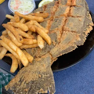 Flounder, fries and slaw, all delicious !