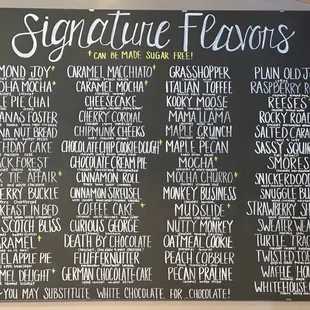 Flavor combo menu. March, 2023.