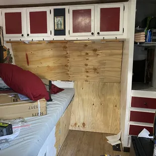 This is my work from a wheelchair repairing your so-called custom cabinetry and replacement of the wall that you never came back to finish