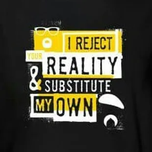 a black t - shirt with the words respect reality and substitute my own