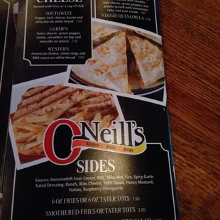 Grilled cheese, quesadillas and sides