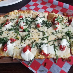 Margherita Flatbread.  Pretty much just thin bread and cheese.  Just OK.