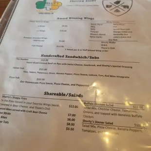 menu