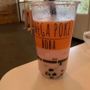 Strawberry Milk Tea with Add Boba