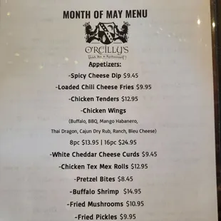Limited menu during the month of May (due to the race crowds (page 1 of 2)
