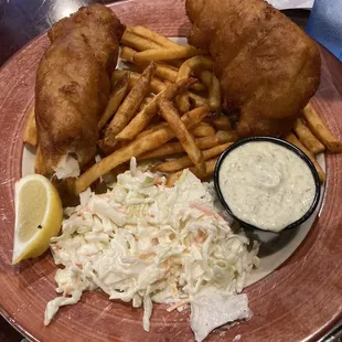 The Fish and Chips with lots of Coleslaw