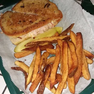 Rachel With Fries And A Pickle Spear.