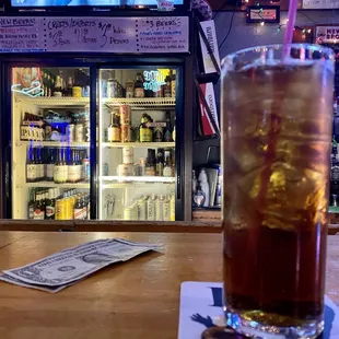 a cold beverage on a table