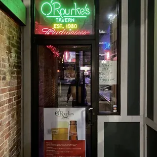 the entrance to the restaurant