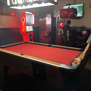 Pool table and punching maching