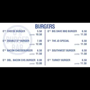 Our delicious burgers with your choice of Beef or Turkey.