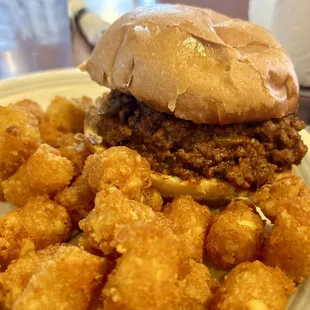 Homemade sloppy Joe and tots!
