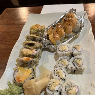 Lobster roll, Baked Salmon Roll, and Crunchy Shrimp Roll