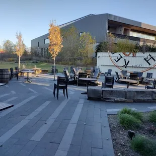 Patio area with Surly in the background.