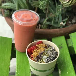 a smoothie and a fruit smoothie