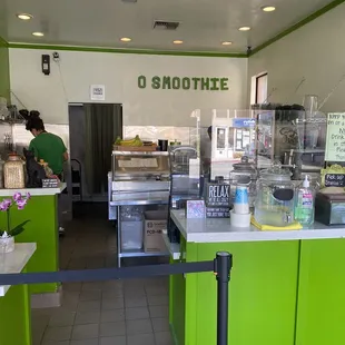 the counter area of a restaurant