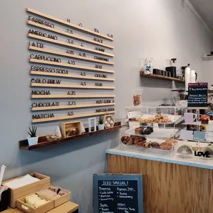 a variety of pastries on display