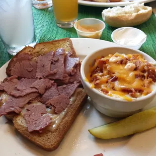 Ruben and loaded mashed potatoes